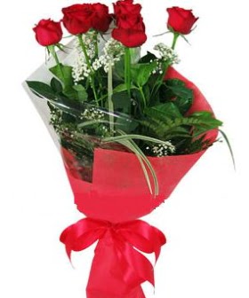 5 adet kırmızı gülden buket  Bursa çiçek yenişehir çiçekçi mağazası 