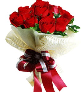9 adet kırmızı gülden buket tanzimi  Çiçekçi Bursa sitesi nilüfer anneler günü çiçek yolla 