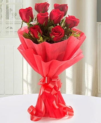 9 adet kırmızı gülden modern buket  Bursa çiçekçiler nilüfer cicekciler , cicek siparisi 