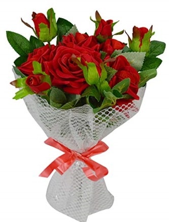9 adet kırmızı gülden sade şık buket  Çiçekçi Bursa sitesi inegöl çiçek mağazası , çiçekçi adresleri 