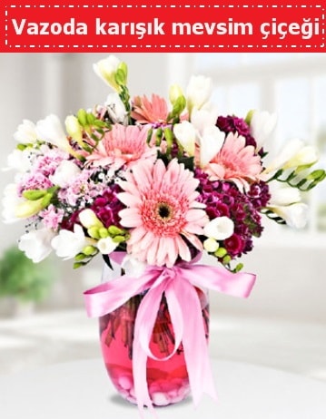 Vazoda karışık mevsim çiçeği  Bursa çiçek büyük orhan yurtiçi ve yurtdışı çiçek siparişi 